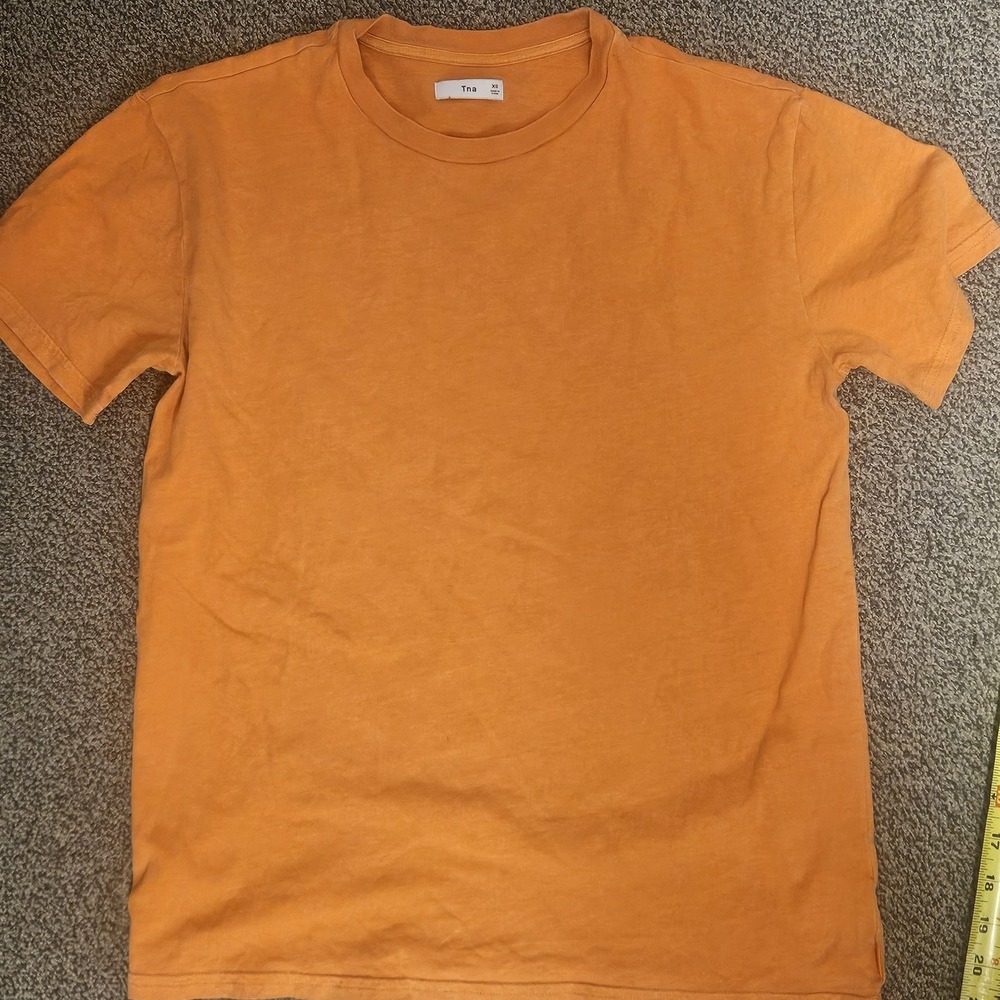 TNA T Shirt Mens Extra Small Orange Crewneck‎ Organic Cotton
